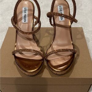 Steve Madden Women's Metallic Bronze Strappy Heels